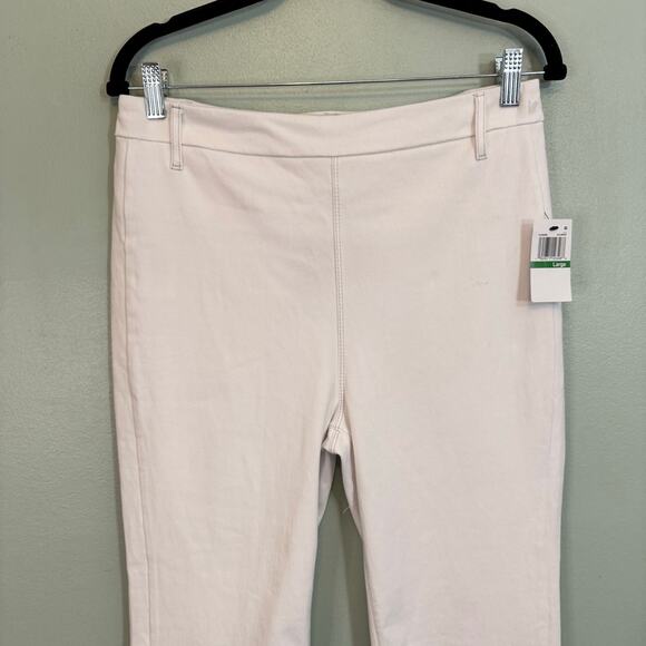 Lysse Bootcut Jeans Womens Large White Knit Denim High Rise Cropped Pull On NWT - Picture 3 of 11